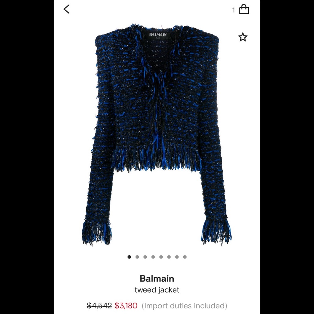 Balmain blazer suit Fringed Glitter Bouclé Jacket 🖤 - Picture 7 of 15